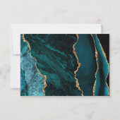 Agate Turkoois Blauw Goud Moderne Script Bruiloft RSVP Kaartje (Achterkant)