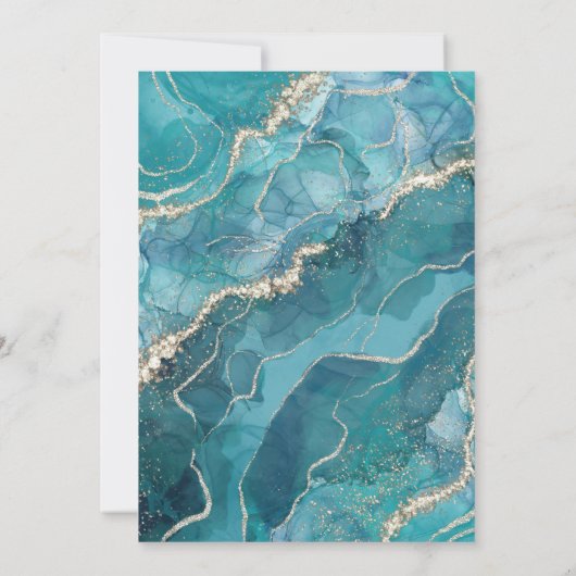 Agate Turquoise Baby shower Blauwgroen Gold Blue I Kaart (Achterkant)