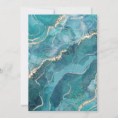 Agate Turquoise Blauwgroen Gold Blue Wedding Invit Kaart (Achterkant)