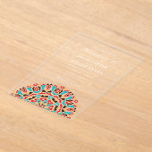 Agate Turquoise Blauwgroen & Wijn Bloemen Mandala  Acryl Uitnodigingen (Laagn)