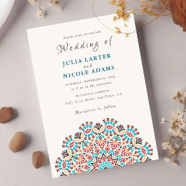 Agate Turquoise Blauwgroen & Wijn Bloemen Mandala  Kaart