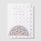 Agate Turquoise Blauwgroen & Wijn Bloemen Mandala  Vellum Uitnodigingen (Offset (Uitnodiging))