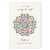 Agate Turquoise Floral Mandala Wedding Place Card Kaart (Voorkant)