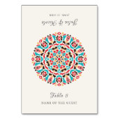 Agate Turquoise Floral Mandala Wedding Place Card Kaart (Voorkant)