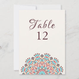 Agate Turquoise Mandala Wedding Table Number Kaart