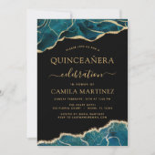 Agate Turquoise Quinceañera Blauwgroen Gold Blue I Kaart (Voorkant)