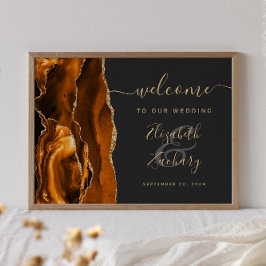 Agate Verbrand Oranje Goud Donkere Trouw Welkom Poster