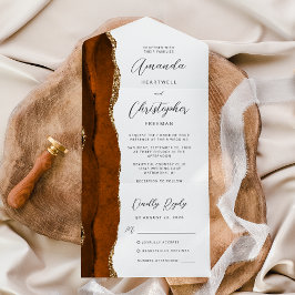Agate Verbrand Oranje Goud Schrift All In One Uitnodiging
