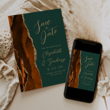 Agate Verbrand Oranje Goud Schrift Groen Trouwen B