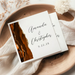 Agate Verbrand Oranje Goud Schrift Trouwen Servet
