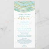 Agate Watercolor Aqua Blauwe Menu (Voorkant)