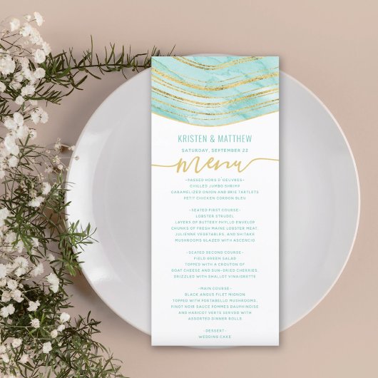 Agate Watercolor Aqua Blauwe Menu