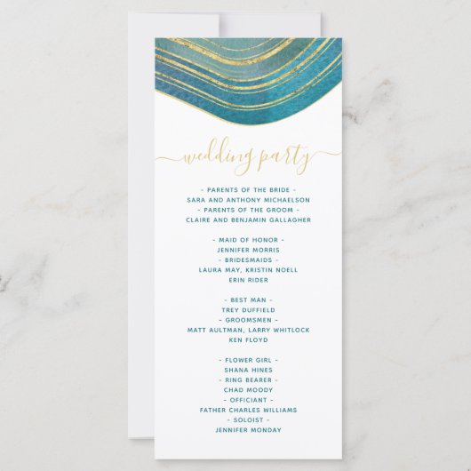 Agate Waterverf Gold Blauwgroen Green Wedding Prog (Achterkant)
