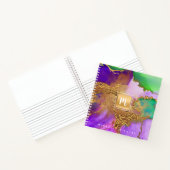 Agate waterverf goud paarse aqua monogram vierkant notitieboek (Binnen)
