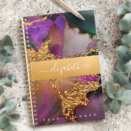 Agate waterverf goud paarse blauw groen op maat planner