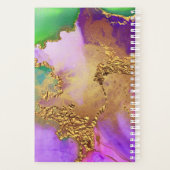 Agate waterverf goudroze paarse groene script planner (Achterkant)
