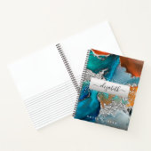 Agate waterverf zilveren turquoise sinaasappel scr notitieboek (Binnen)