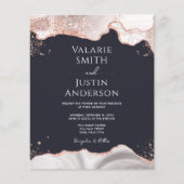 Agate White Rose Gold budget Weddenschap Flyer (Voorkant)