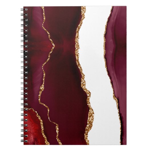 Agate wijn en goud notitieboek (Voorkant)