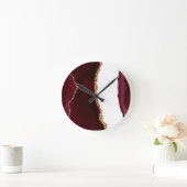 Agate wijnrood en goud ronde klok (Huis)