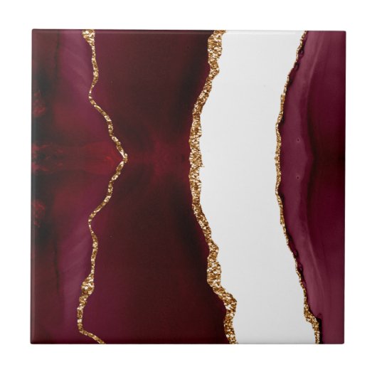 Agate wijnrood en goud tegeltje (Voorkant)