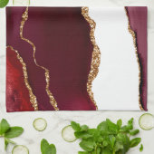 Agate wijnrood en goud theedoek (Gevouwen)