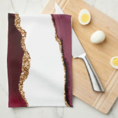 Agate wijnrood en goud theedoek (Quarter Fold)