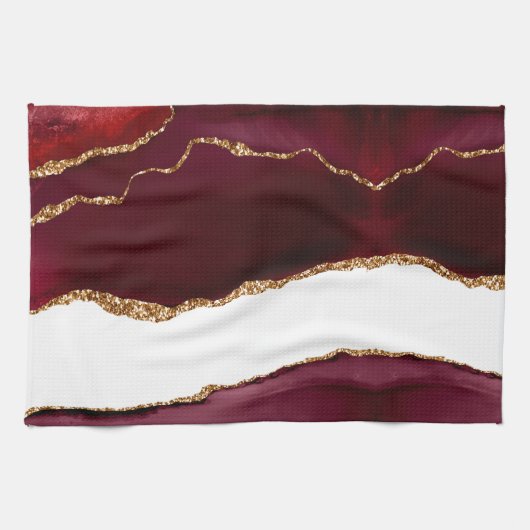 Agate wijnrood en goud theedoek (Horizontaal)