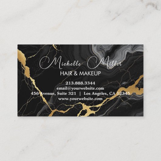Agate Zwart Goud Marmeren Make-up Artist Beauty Sa Visitekaartje (Achterkant)