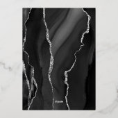Agate Zwart Zilver Script Donkere Bruiloft Folie Uitnodiging (Achterkant)