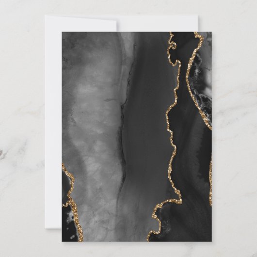 Agate Zwarte Goud Moderne Script Bruiloft Save The Date (Achterkant)