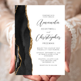 Agate Zwarte Goud Schrift Trouwen Kaart