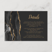 Agate Zwarte Gouden Borstel Schrift Trouwdetails Informatiekaartje (Voorkant)