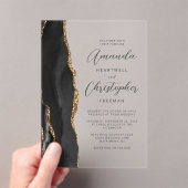 Agate Zwarte Gouden Bruiloftsscript Acryl Uitnodigingen (Insitu (Draagbaar))