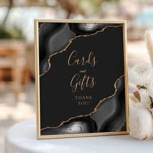 Agate Zwarte Gouden Donkere Trouwkaarten en Cadeau Poster