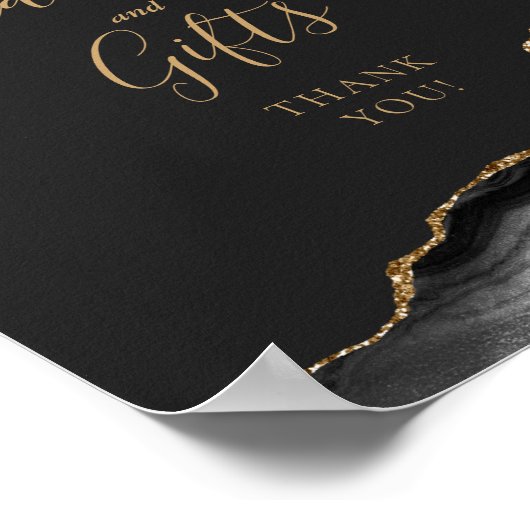 Agate Zwarte Gouden Donkere Trouwkaarten en Cadeau Poster (Hoek)