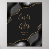 Agate Zwarte Gouden Donkere Trouwkaarten en Cadeau Poster (Voorkant)
