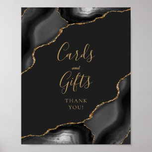 Agate Zwarte Gouden Donkere Trouwkaarten en Cadeau Poster