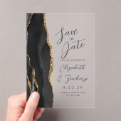 Agate Zwarte Gouden Moderne Script Bruiloft Acryl Uitnodigingen (Insitu (Draagbaar))