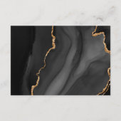 Agate Zwarte Gouden Moderne Script Bruiloft Detail Informatiekaartje (Achterkant)