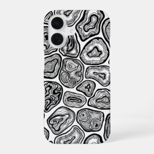 Agaten plakjes in zwart en wit iPhone 16 hoesje