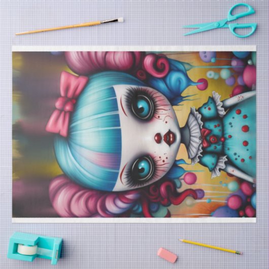 Agatha Creepy Doll Halloween Decoupage Tissuepapier (Craft)