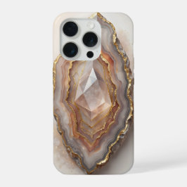 Agatische Geode Kristal Goud Luxe Mineraal Kunst iPhone 15 Pro Case
