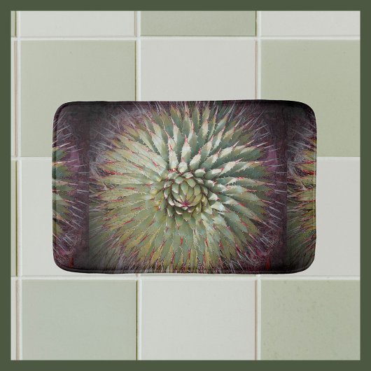 Agave Abstract Groene en Paarse Pluche Badmat