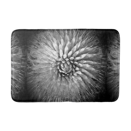 Agave Abstracte zwart-wit pluche badmat (Voorkant)