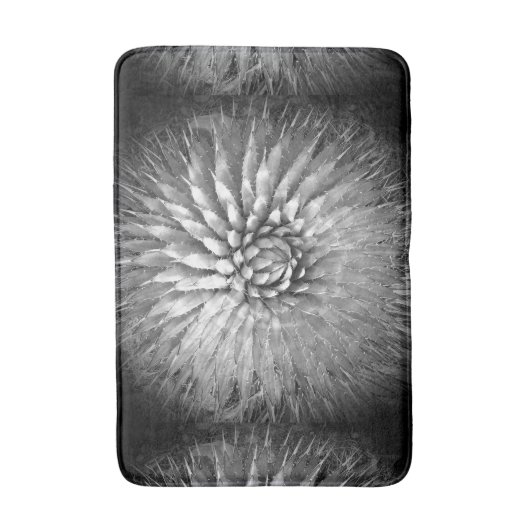 Agave Abstracte zwart-wit pluche badmat (Voorkant Verticaal)