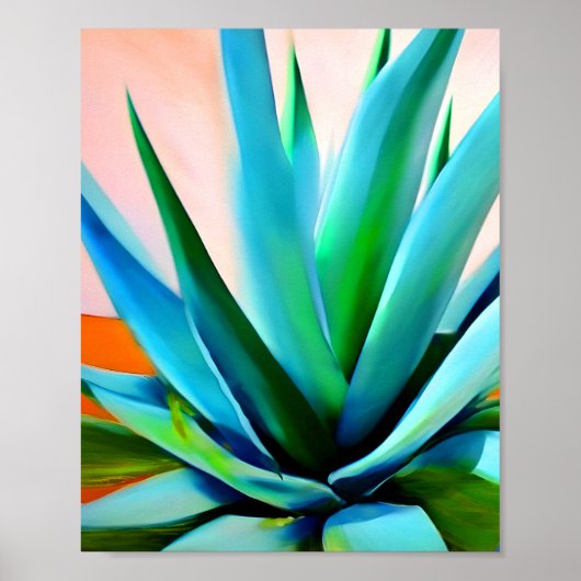 Agave blauw en groen plant poster (Voorkant)