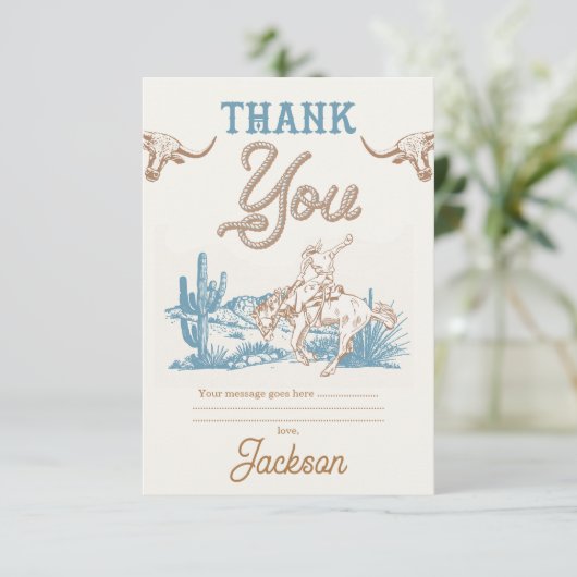  Agave Blue Green Cowboy Bedankt Card (Staand voorkant)