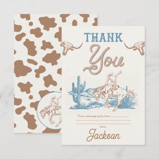 Agave Blue Green Cowboy Bedankt Card (Voorkant / Achterkant)