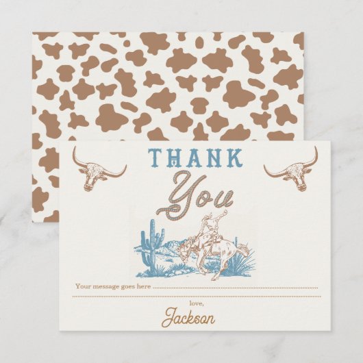 Agave Blue Green Cowboy Bedankt Card Kaart